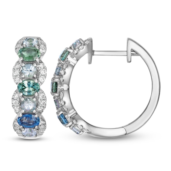 Le Vian Montana Sapphire Ombré Oval & Round-Cut Hoop Earrings 1/3 ct tw Diamonds 14K Vanilla Gold