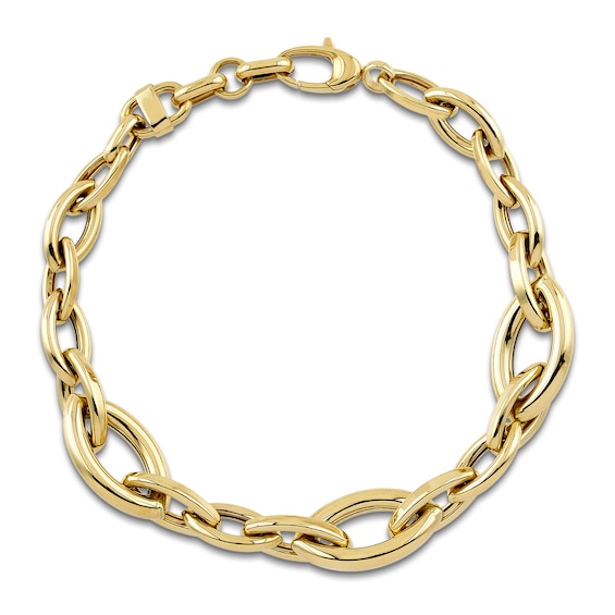 Italia D'Oro Oval Link Bracelet Hollow 14K Yellow Gold 7.5"