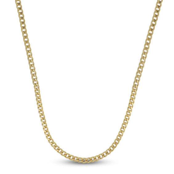 Cuban Curb Chain Necklace 4.5mm Hollow 10K Yellow Gold 22"