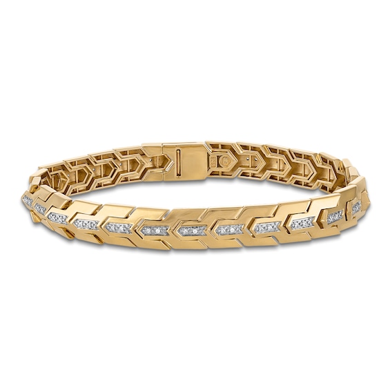 1933 by Esquire Men's Diamond Wishbone Link Bracelet 1/4 ct tw 14K Yellow Gold-Plated Sterling Silver 8.5"