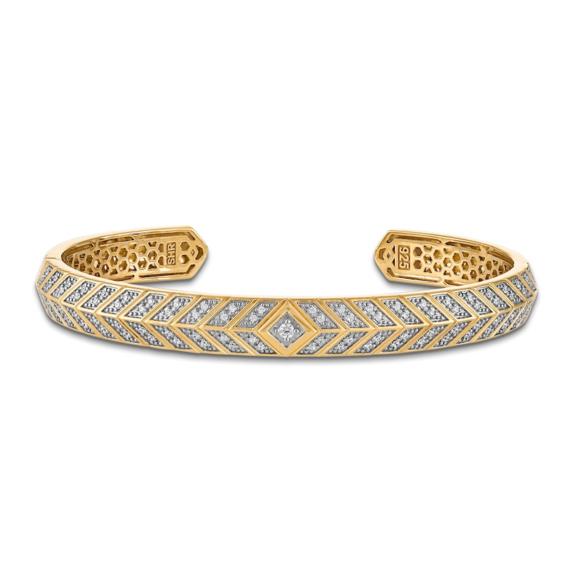 Main Image 1 of 1933 by Esquire Diamond Cuff Bracelet 1/2 ct tw 14K Yellow Gold-Plated Sterling Silver 8.5"