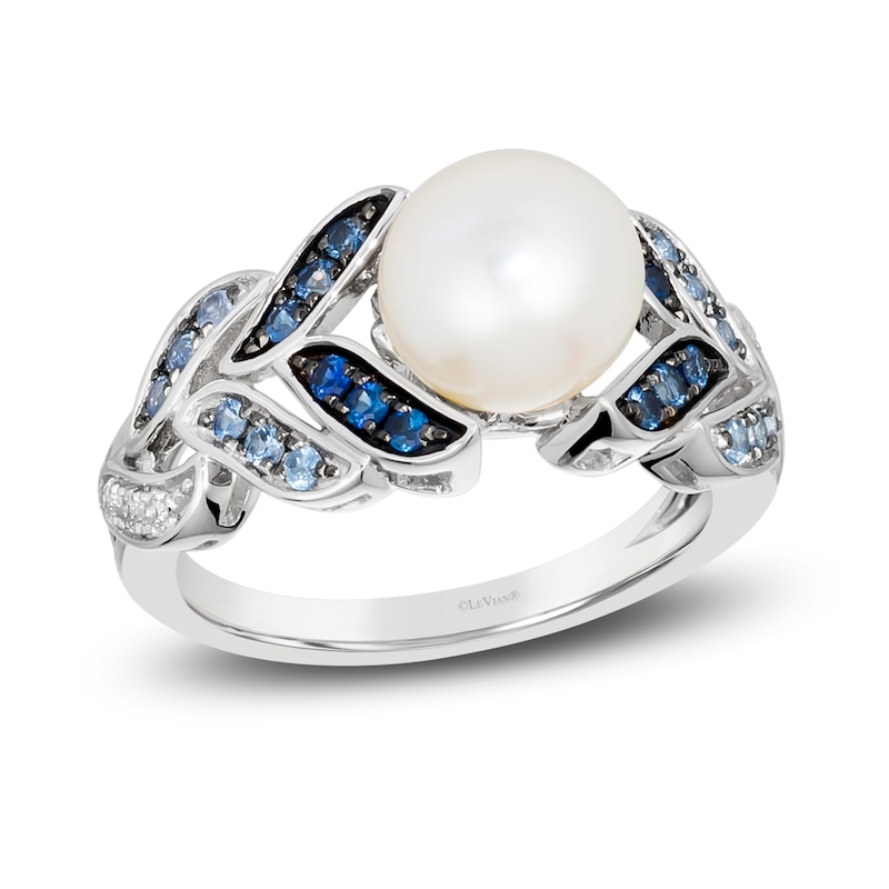 Main Image 1 of Le Vian Natural Sapphire & Freshwater Cultured Pearl Ring 14K Vanilla Gold