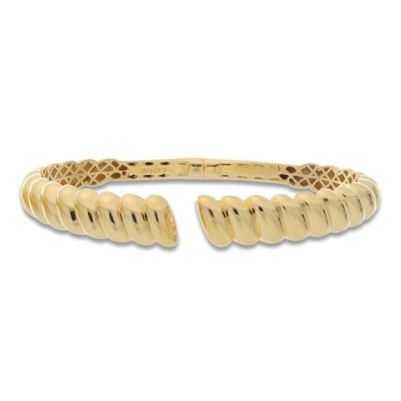 Main Image 1 of Italia D'Oro Stacked Ovals Open Bangle Bracelet 14K Yellow Gold-Plated Sterling Silver