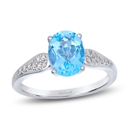 Le Vian Oval-Cut Natural Sky Blue Topaz Ring 1/5 ct tw Diamonds 14K Vanilla Gold