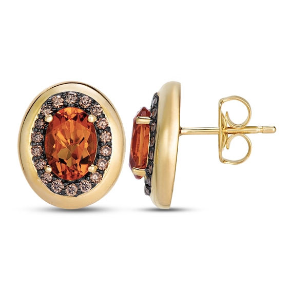 Le Vian Oval-Cut Natural Citrine Stud Earrings 1/4 ct tw Diamonds 14K Honey Gold
