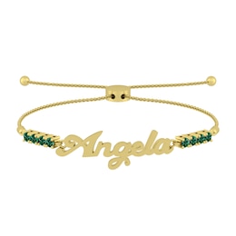 Birthstone Nameplate Bolo Bracelet (1 Stone and Name)