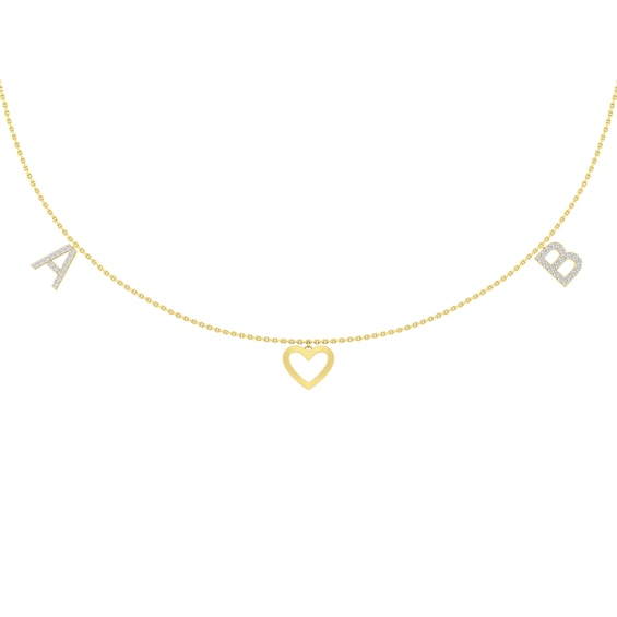 1/6 ct tw Diamond Initials Couple's Heart Necklace (2 Initials)