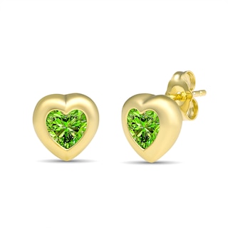 Heart-Shaped Bubble Birthstone Stud Earrings (1 Stone)