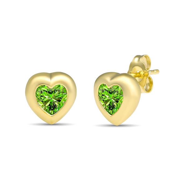 Heart-Shaped Bubble Birthstone Stud Earrings (1 Stone)