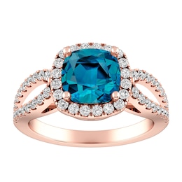 London Blue Topaz and White Topaz Fashion Ring 10K Rose Gold