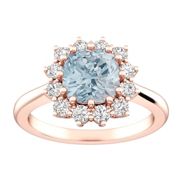 Aquamarine and White Topaz Fashion Ring 10K Rose Gold
