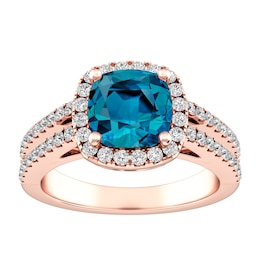 London Blue Topaz and White Topaz Fashion Ring 10K Rose Gold