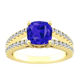 Tanzanite and White Topaz Fashion Ring 10K Yellow Gold