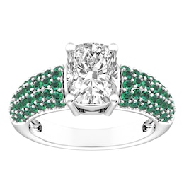 White Topaz and Emerald Fashion Ring Sterling Silver