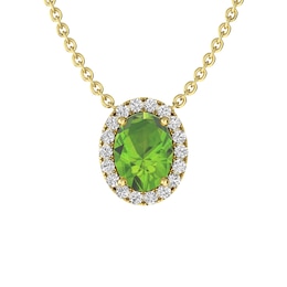Peridot and White Topaz Fashion Pendant 10K Yellow Gold