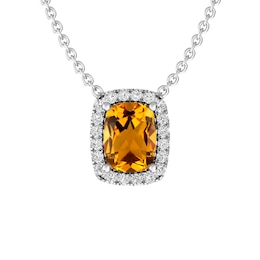 Citrine and White Topaz Fashion Pendant Sterling Silver