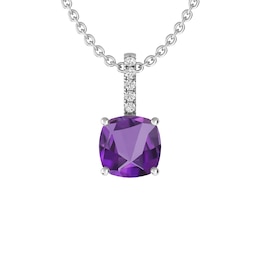 Amethyst and White Topaz Fashion Pendant Sterling Silver