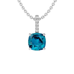 London Blue Topaz and White Topaz Fashion Pendant Sterling Silver