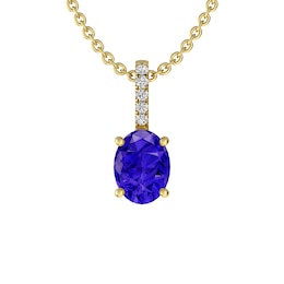 Tanzanite and White Topaz Fashion Pendant 10K Yellow Gold
