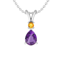 Amethyst and Citrine Fashion Pendant Sterling Silver