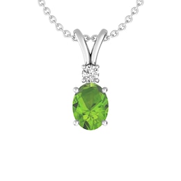 Peridot and White Topaz Fashion Pendant Sterling Silver