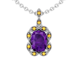 Amethyst and Citrine Fashion Pendant Sterling Silver