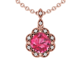 Pink Tourmaline and White Topaz Fashion Pendant 10K Rose Gold