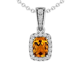 Citrine and White Topaz Fashion Pendant Sterling Silver