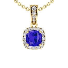 Tanzanite and White Topaz Fashion Pendant 10K Yellow Gold