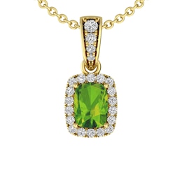 Peridot and White Topaz Fashion Pendant 10K Yellow Gold