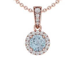 Aquamarine and White Topaz Fashion Pendant 10K Rose Gold