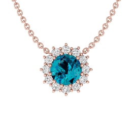London Blue Topaz and White Topaz Fashion Pendant 10K Rose Gold