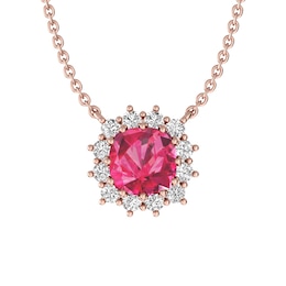 Pink Tourmaline and White Topaz Fashion Pendant 10K Rose Gold