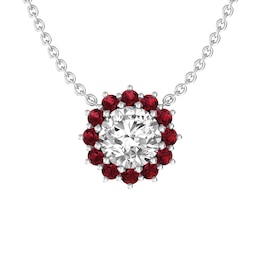 White Topaz and Garnet Fashion Pendant Sterling Silver