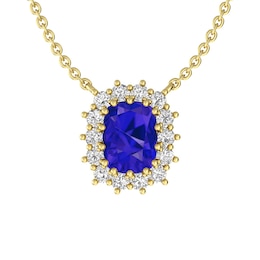 Tanzanite and White Topaz Fashion Pendant 10K Yellow Gold