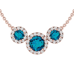 London Blue Topaz and White Topaz Fashion Pendant 10K Rose Gold