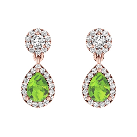 Peridot and White Topaz Fashion Earrings 10K Rose Gold