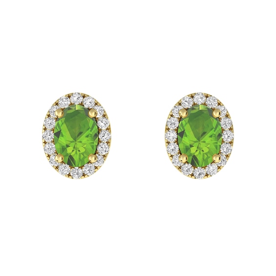 Peridot and White Topaz Fashion Earrings 10K Yellow Gold