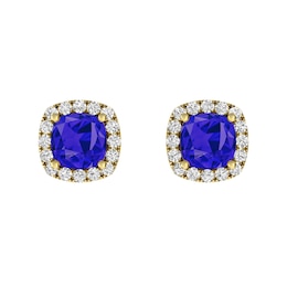 Tanzanite and White Topaz Fashion Earrings 10K Yellow Gold