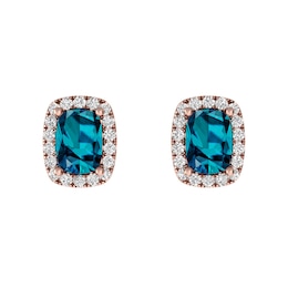 London Blue Topaz and White Topaz Fashion Earrings 10K Rose Gold