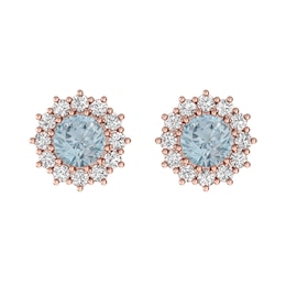 Aquamarine and White Topaz Fashion Earrings 10K Rose Gold
