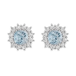 Aquamarine and White Topaz Fashion Earrings Sterling Silver
