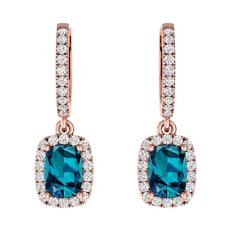 London Blue Topaz and White Topaz Fashion Earrings 10K Rose Gold