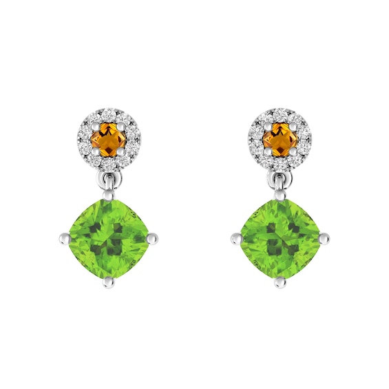 Peridot and Citrine Fashion Earrings Sterling Silver