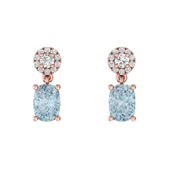 Aquamarine and White Topaz Fashion Earrings 10K Rose Gold