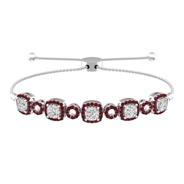 White Topaz and Garnet Fashion Bracelet Sterling Silver