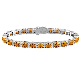 Citrine and White Topaz Fashion Bracelet Sterling Silver