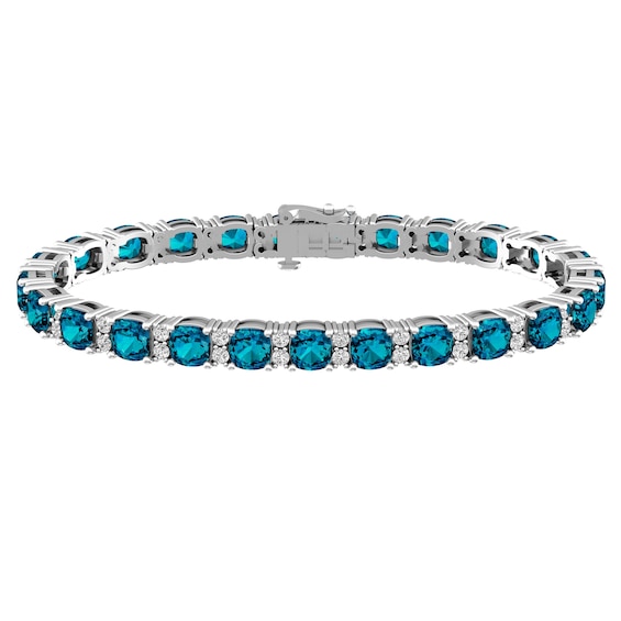 London Blue Topaz and White Topaz Fashion Bracelet Sterling Silver
