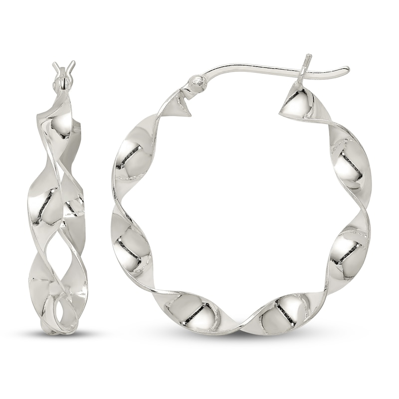 Main Image 1 of Twisted Hoop Earrings Sterling Silver 30mm