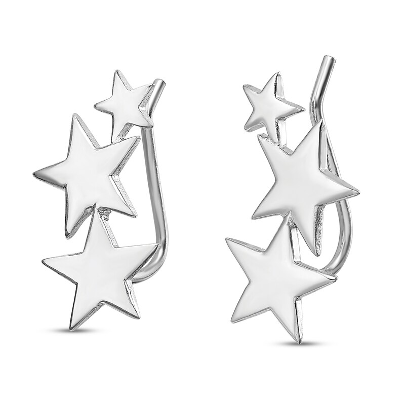 Main Image 2 of Graduating Stars Climber Earrings Sterling Silver